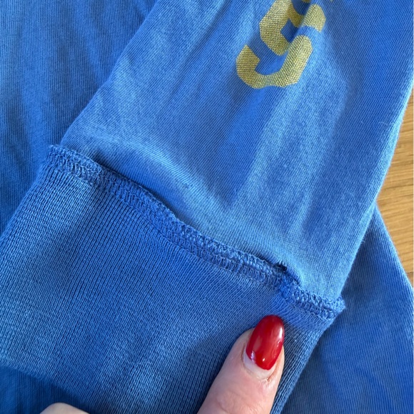 Women's Blue Distressed Los Angeles Chargers Tom Cat 100% Cotton long Sleeve Top - Picture 11 of 11